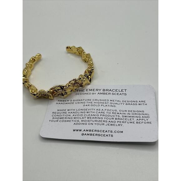 Amber Sceats Emery Cuff Bracelet 24k Gold Plated Sculptural Design NWT - Picture 9 of 13